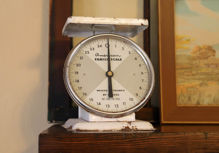 antiques used in a cottage style home. vintage scale