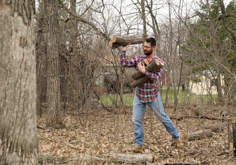 cutting down trees on the building site