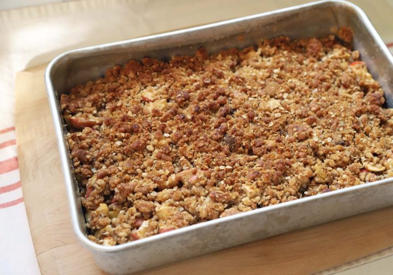 apple crisp in pan