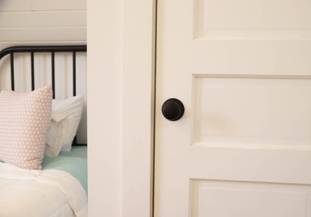 white walls and trim in shared girls room